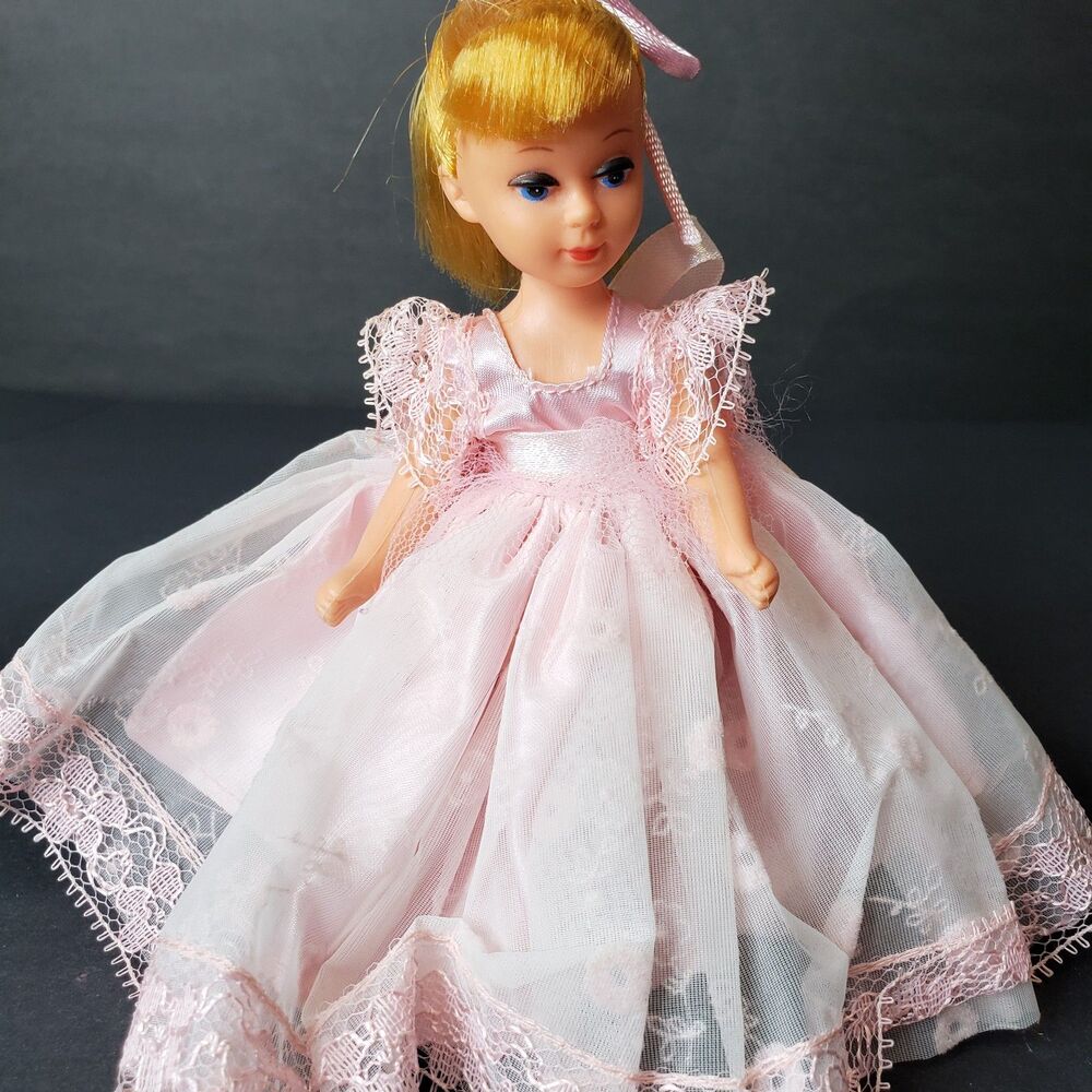 Vintage 6" Madame Alexander Clone Doll Made in Hong Kong Pink Lace Dress & Shoes